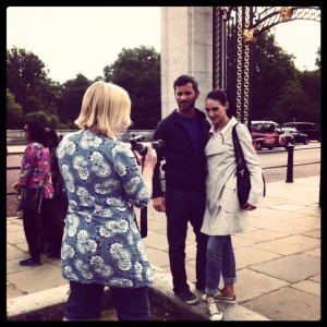 Setting up the shot by her Majesty's place London shoot near Buckingham Palace
