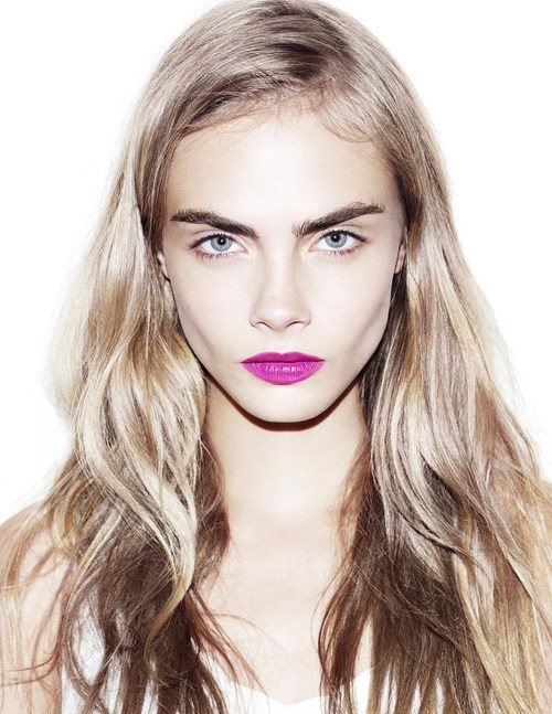 Bright pink lips